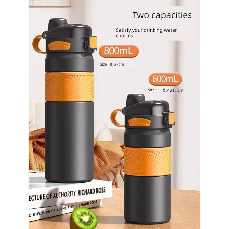 Large-Capacity Thermos Cup with Double Drinking Mouth and Straw, 316 Stainless Steel, Outdoor Portable Cup for Boys and Girls Going To School