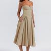 European And American Summer Ladies Long Skirt French Elegant Style Suspenders Solid Color Casual Dress Dating Party Vacation Style