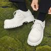 Thick Sole Casual Genuine Leather Dress Shoes Men Platform Heighten Japan Harajuku Korean Streetwear Fashion Shoes White