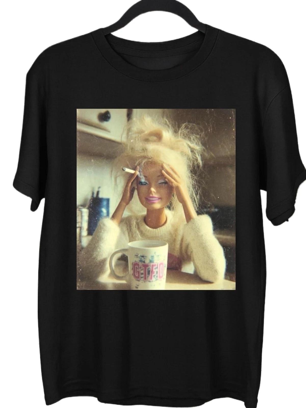 Funny Distressed Doll Face Graphic T-Shirt Viral Meme Casual Tee XXL