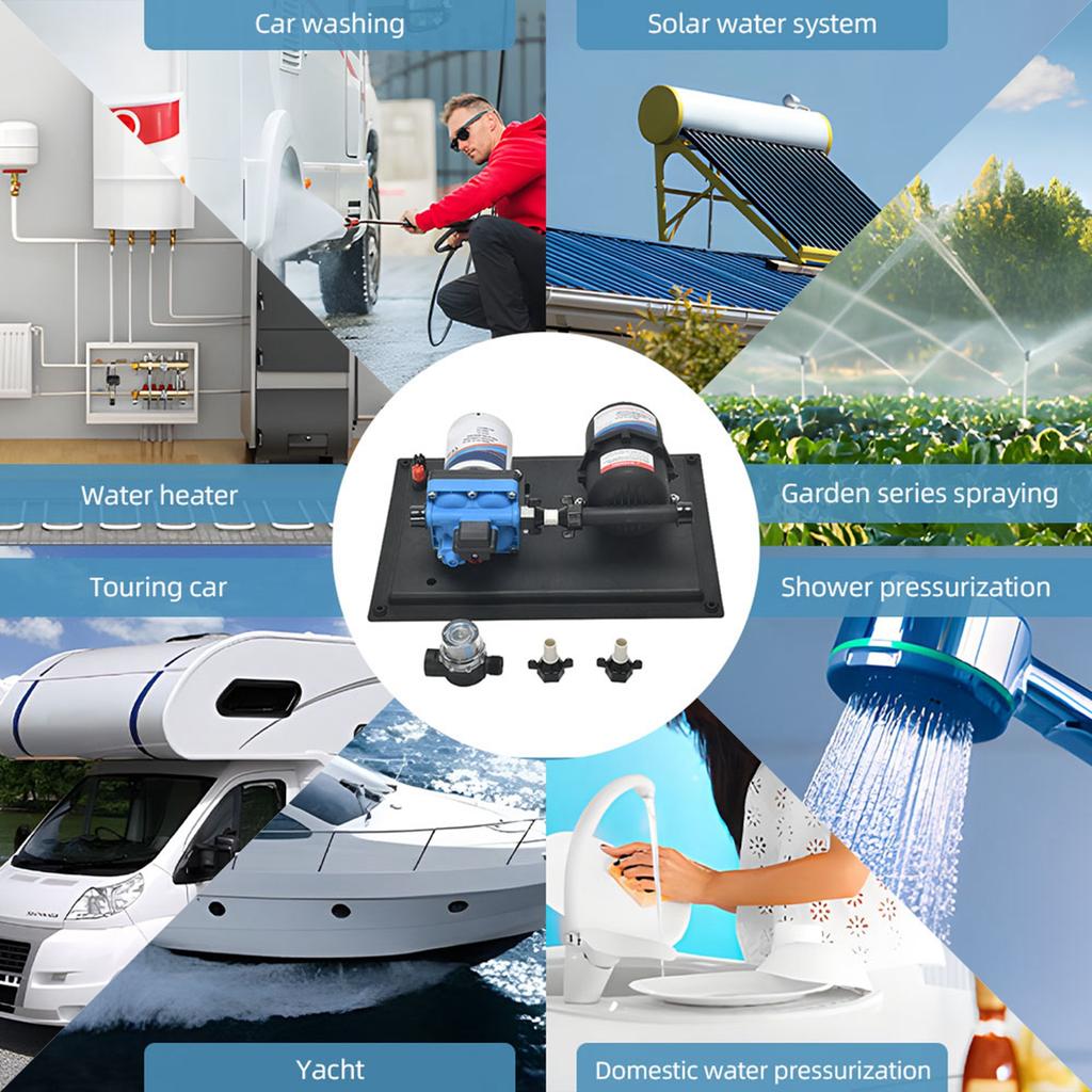 RV Water Pump DC 24V 3GPM 11.3L Min 55PSI Fresh Water Diaphragm Pump Built In On Demand Pressure Switch with Pressure