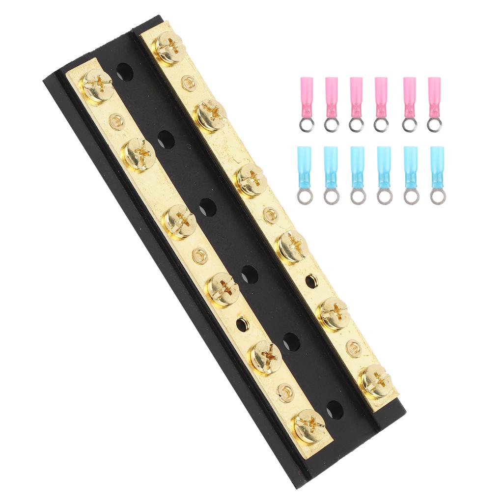 60A Dual Row Independent Busbar with Heat Shrinkable Tube Terminal for Truck Car Yacht Ship6 Position Terminal