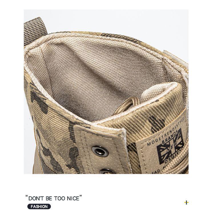 Camouflage Canvas Plus Size High Top Martin Boots - Autumn/Winter Thickened Denim Work Boots for Men