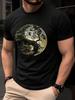 Men's Summer Casual Loose-Fit Sports T-Shirt with Yin-Yang Tree Print Round-Neck Short-Sleeve Top Minimalist Men's Commuter Wear