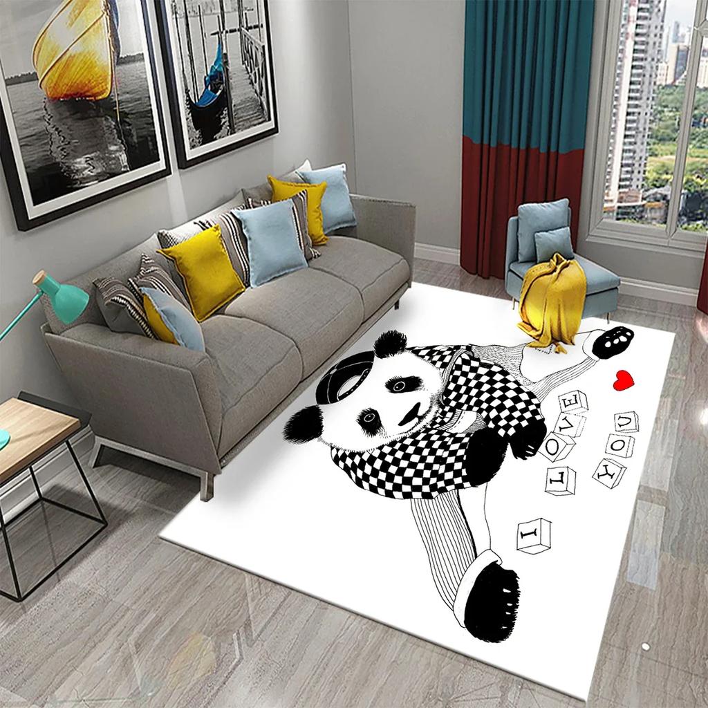 3D Cartoon Cute Panda Carpet Area Rug for Living Room Bedroom Bathroom Kitchen Decor Kid Play Crawl Soft Non-slip Floor Mat Gift