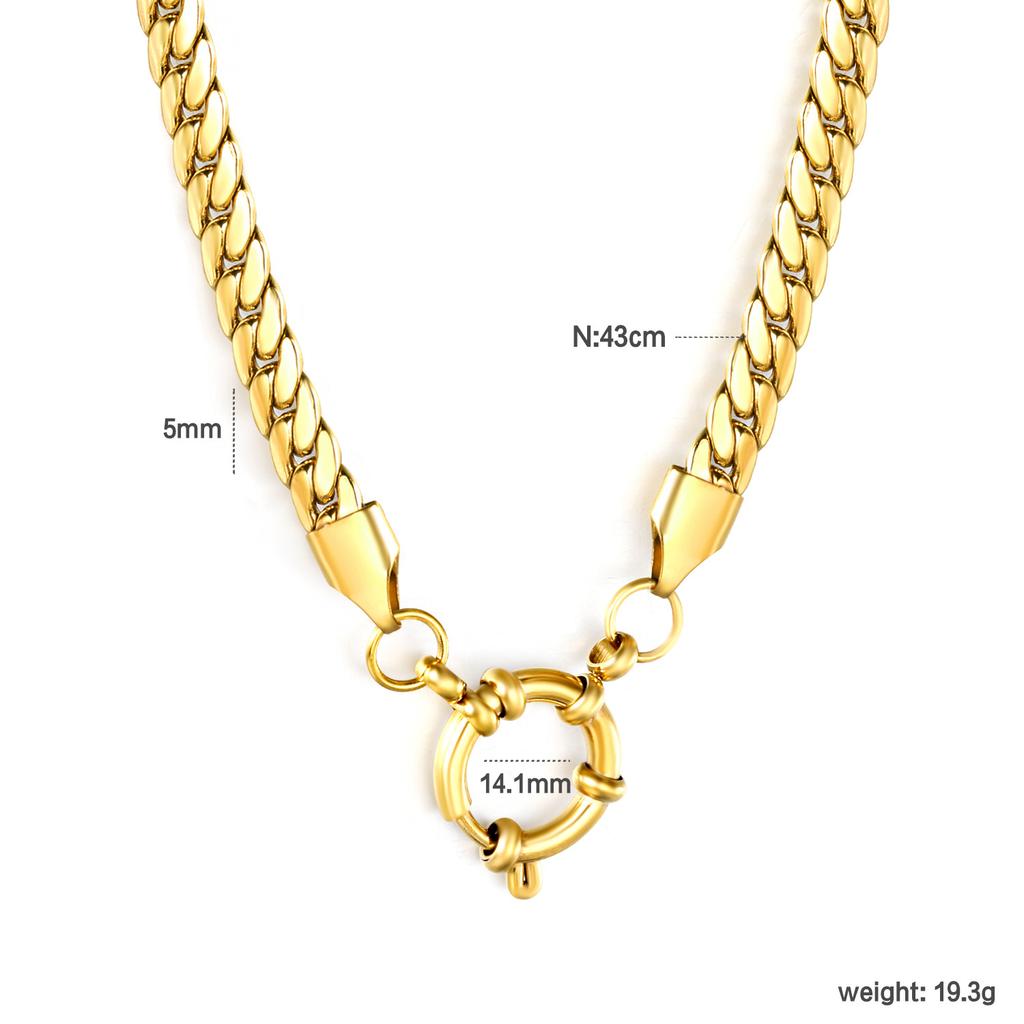Fashion Metal Dragon Chain Round Clasp Collarbone Pendant Necklace Light Luxury Unique Design Jewelry