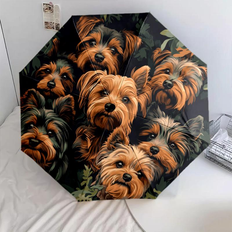 Yorkshire Terrier Pattern, Automatic Folding Umbrella, Portable and Foldable Design, 8 Ribs, a Christmas or Birthday Gift.