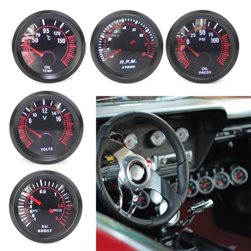 Vehicle Meter 12V Automobile Car Gauge 2" 52mm Water Temp Oil Temp Oil Press Fuel Volts Oil press Meter Gauge