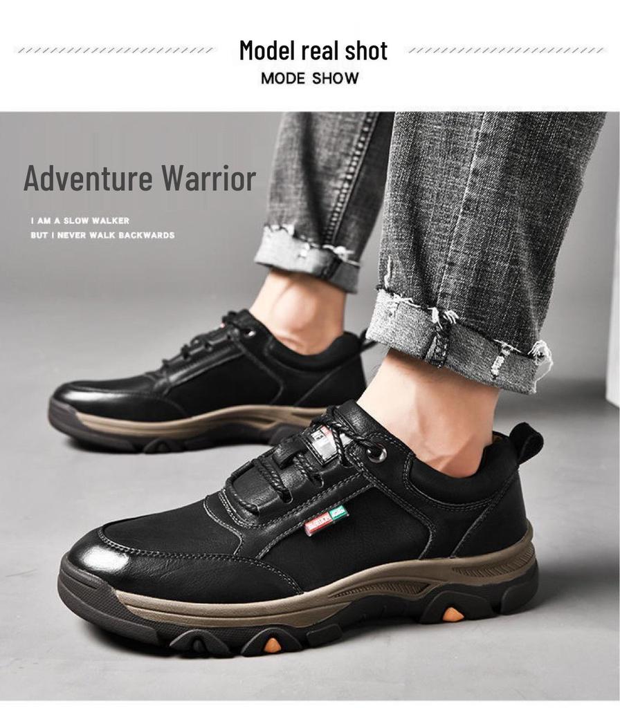 Autumn/Winter 2022 Men's Korean Style Leather Hiking Shoes - Trendy, Breathable, Casual.