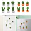 6Piece 3D Potted Cactus Magnets Resins Green Succulents Plant Memo Holders For Refrigerator And Whiteboards Decoration