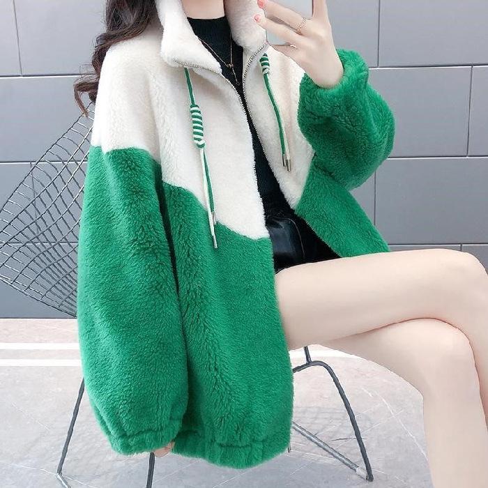 Winter Thickened Sheepskin and Fur Coat, A One-piece Cotton-padded Jacket Imitating Rabbit Fur