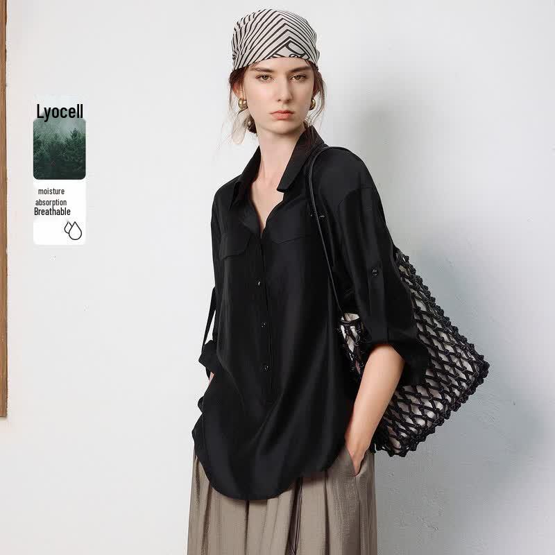 

ELLE Women s Relaxed Tencel Shirt L