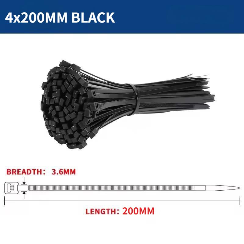 100Pcs Nylon Cable Ties Adjustable Self-locking Cord Ties Straps Fastening Loop Reusable Plastic Wire Ties For Home Office