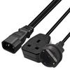 IEC320 C14 to UK 13A +EU4.8mm AC-Power Adapter Cable, 3 Terminals Male to Female Power Connector Cord Wire