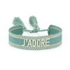 Rhinestone Embroidery Woven Bracelets Adjustable Rope Stackable Bangle For Women