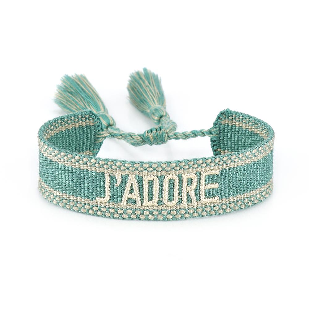 Rhinestone Embroidery Woven Bracelets Adjustable Rope Stackable Bangle For Women