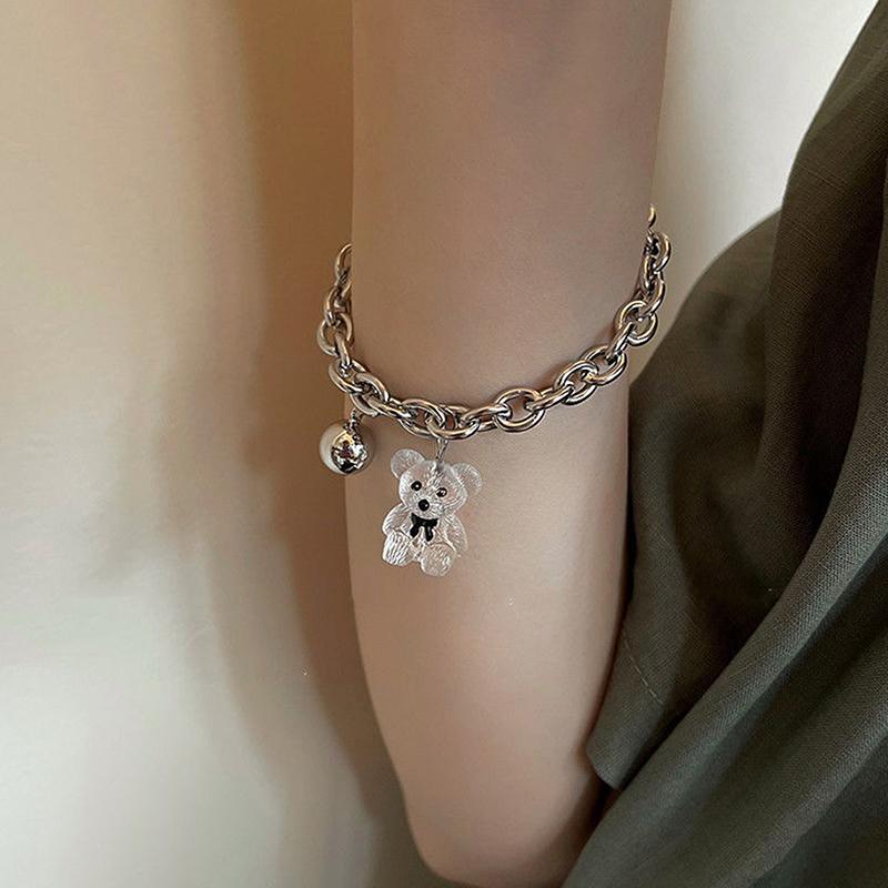 Alloy Transparent Bear Pendant Hollow Bracelet For Women Three Dimensional Bear Bracelet Girls Bracelet Jewelry Gifts