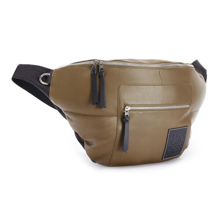 Loewe Fabric And Leather XL Chest Bag Crossbody Bag Waist Bag Men bags Khaki-Brown Black B687C60X01-5553