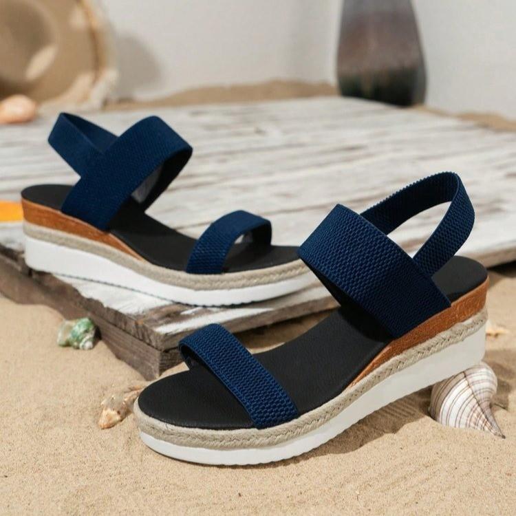 Fashion Plus Size 36-43 Women's Sandals Summer Casual Shoes for Women Comfortable Non-slip Walking Slip On Elastic Fabric Female Shoes