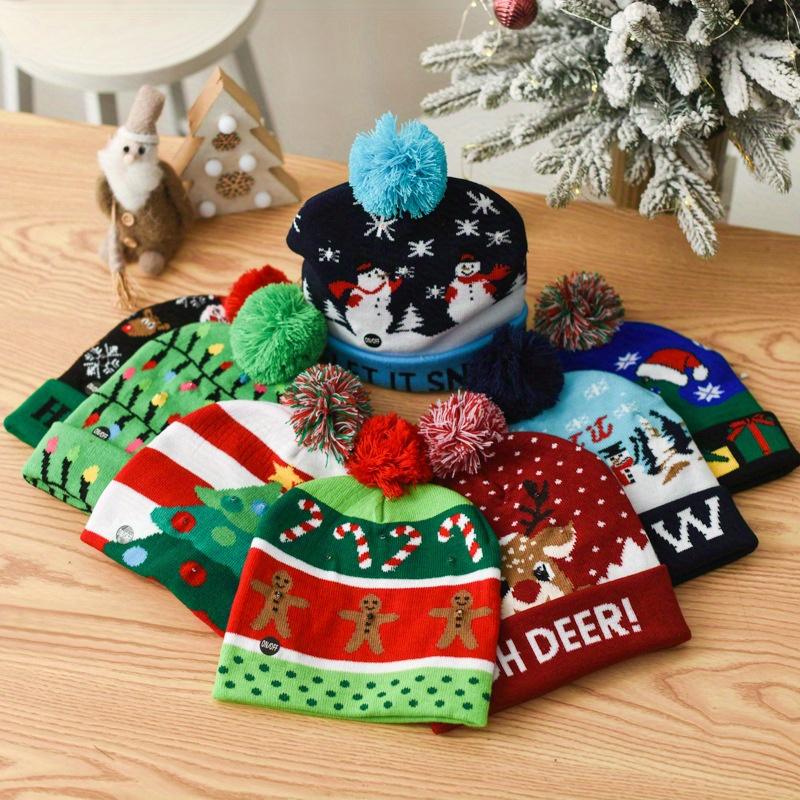 High qualityChristmas Theme Hat With A Pom-pom, Decorated With Patterns, For Winter Use, Suitable As A Christmas Gift; One