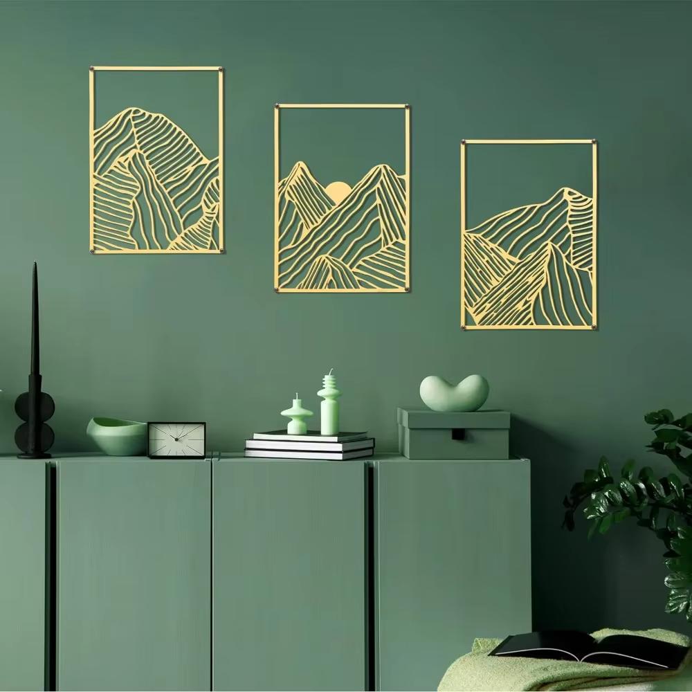 3 шт. Потрясающий горный рисунок из металла: Абстрактный минималистский декор для дома — фото 6