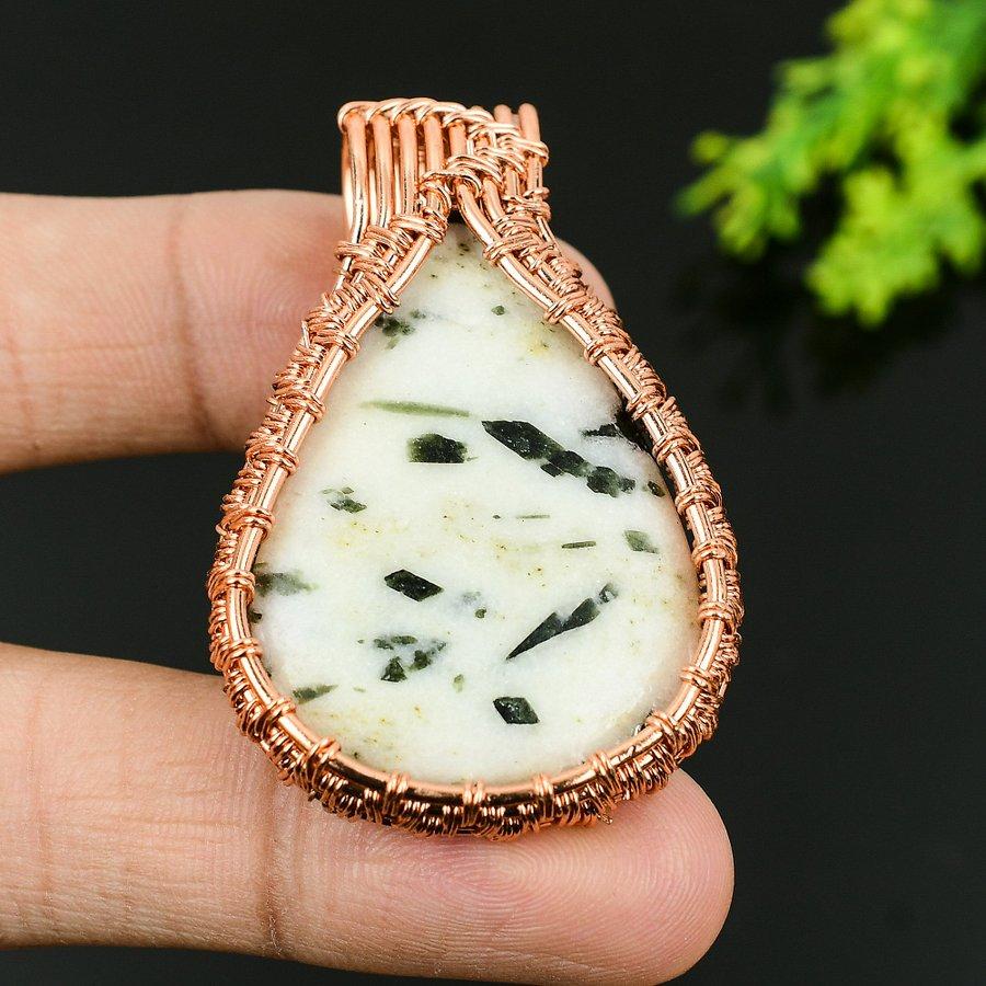 Variscite Handmade Copper Wire Wrap Jewelry Pendant 2.05 w3h81