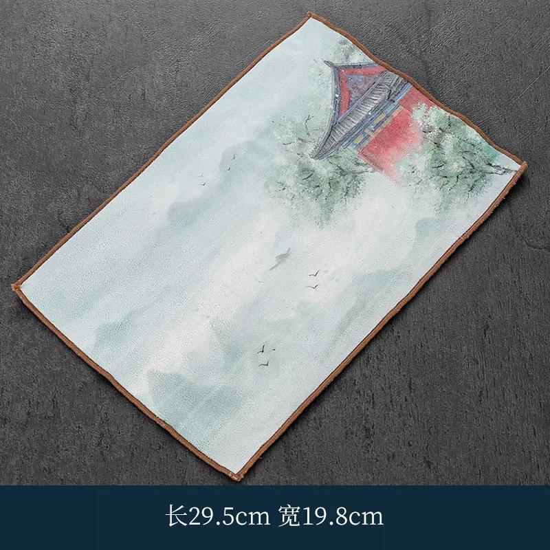 Thickening Grey Tablecloth and Rag Cotton and Linen Absorbent Tea Towel Simple Style Tea Mat Household Tea Ceremony Accessory