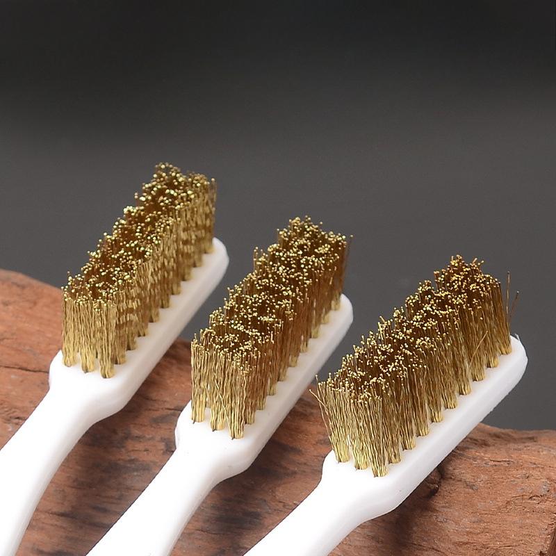 5pcs Brass Wire Brushes, Mini Paint Rust Remover, Steel Wire Brushes for Industrial Metal Polishing and Burring Cleaning