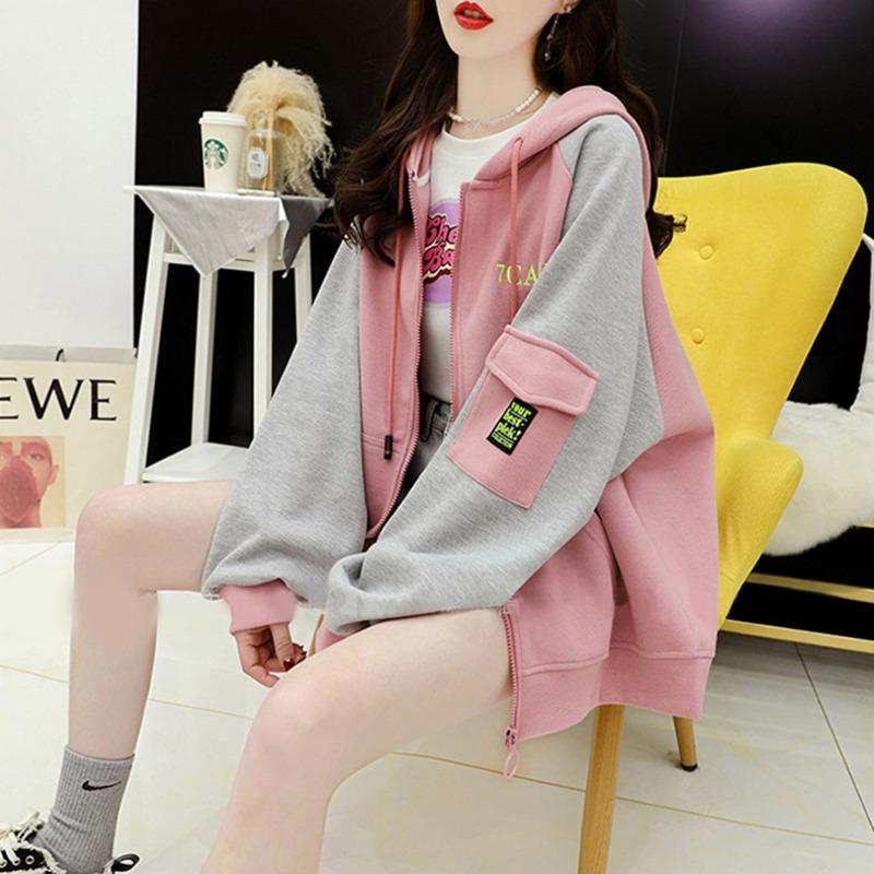 Women Thick Fleece Lined Hooded Open Cardigan Sweatshirt Casual Loose Top