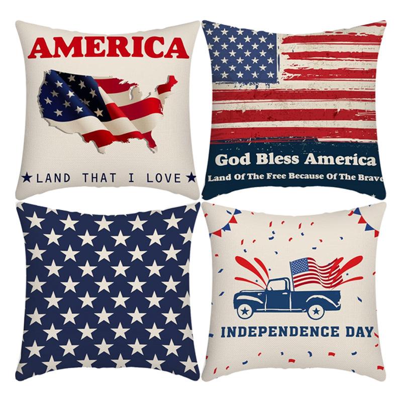 New Independence Day Cushion Pillow Cover Nordic Linen Pillow Cover