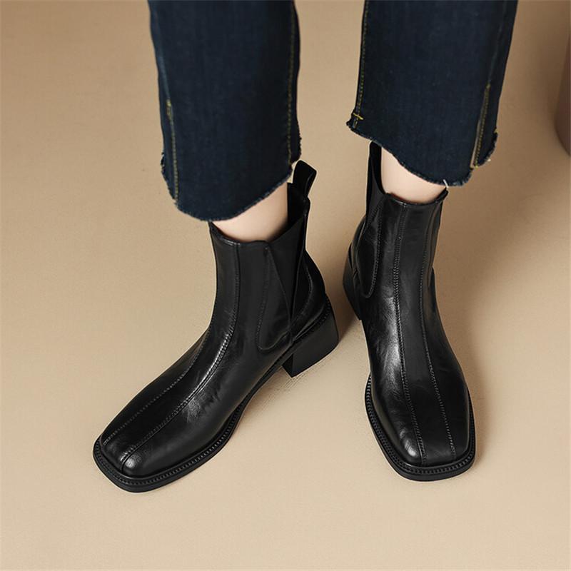 Fashion New Autumn Winter Women Boots Fashion Square Toe Chelsea Boots for Women Short Boots Shoes Chunky Heel Botines Mujer High Heels