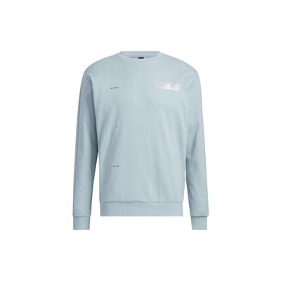Logo Print Pattern Crew Neck Pullover Sweatshirt Men Sweatshirt Blue HY5849