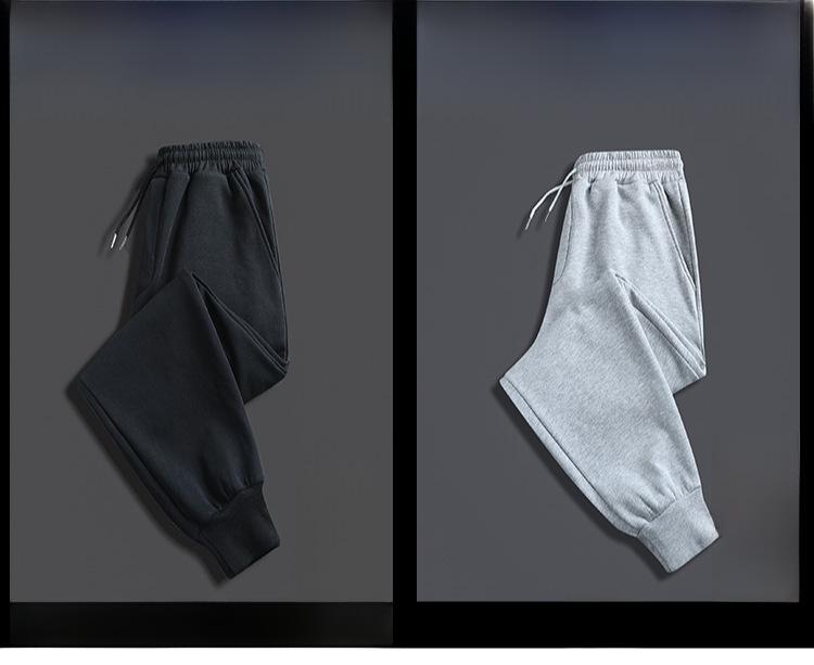 Men's Fleece Pants - Gray, Korean Style, Large Size, Casual Sweatpants for Autumn & Winter