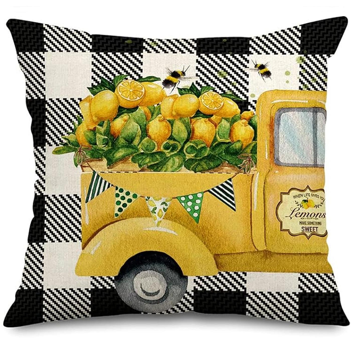 

Подушка из льна с подсолнухом для фестиваля пчел, скандинавский домашний декор для дивана, наволочка, чехол для подушки 45 * 45Cm (without pillow core)