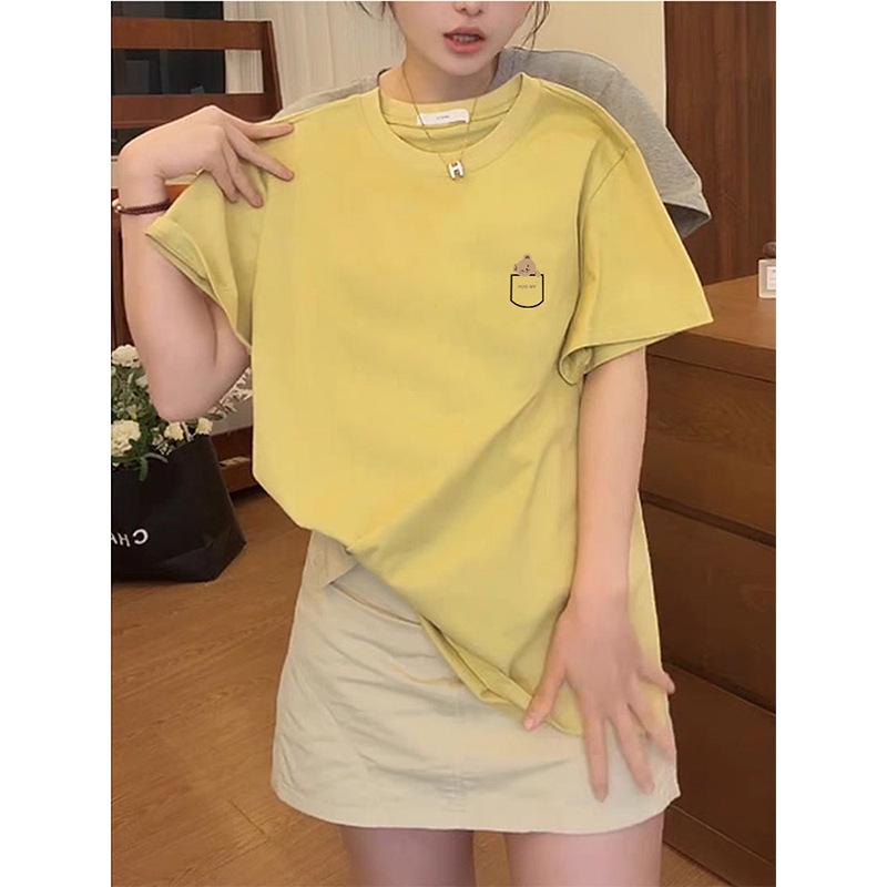 Women's Korean Style Round Neck Short Sleeve T-Shirt, New for 2026 - Versatile and Fashionable Base Layer for Spring, Summer, Autumn.