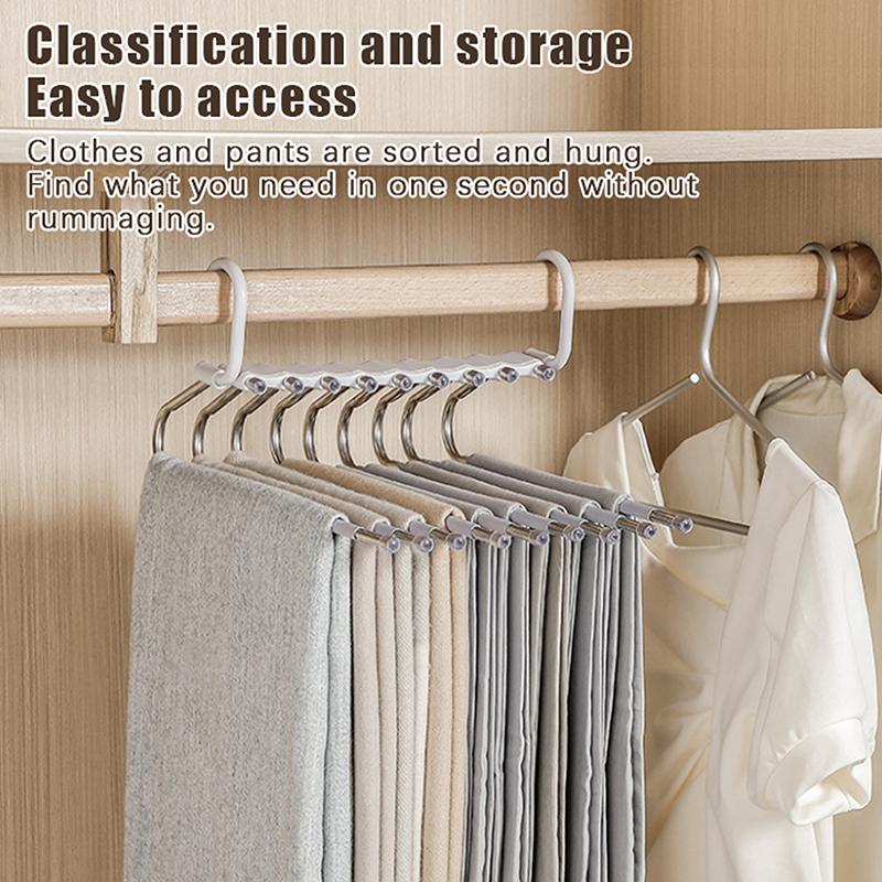 Sammenleggbare magiske buksehengere 5/9 lag rustfritt stål plassbesparende klesstativ organizer for garderobe jeans bukser skjerf
