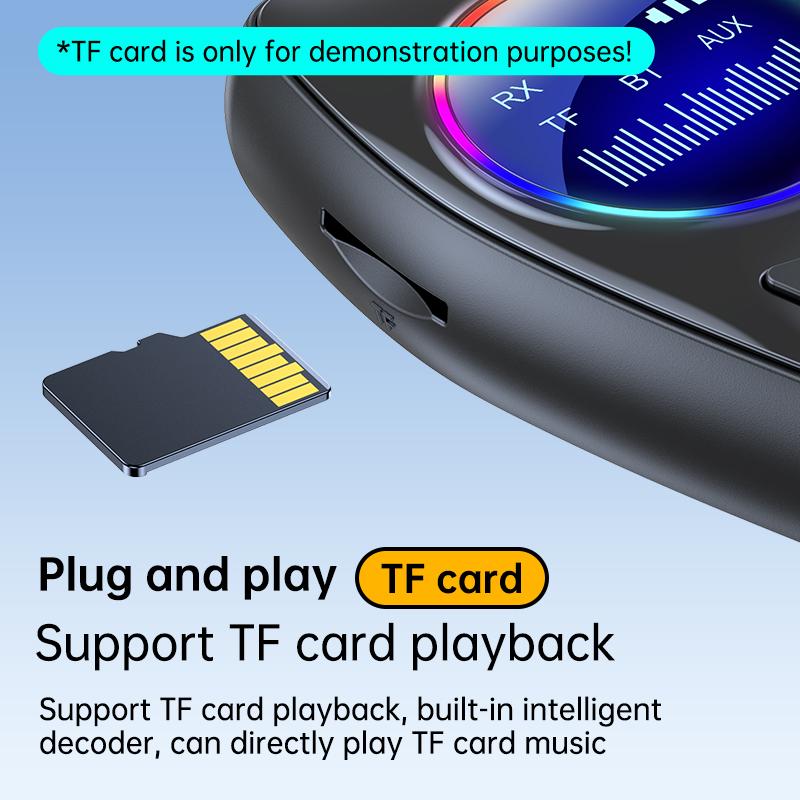 Bluetooth 5.4 Audio Transmitter Receiver RGB LED Display Hifi Stereo Music Wireless Adapter 3.5MM AUX TF With Mic For TV PC Car
