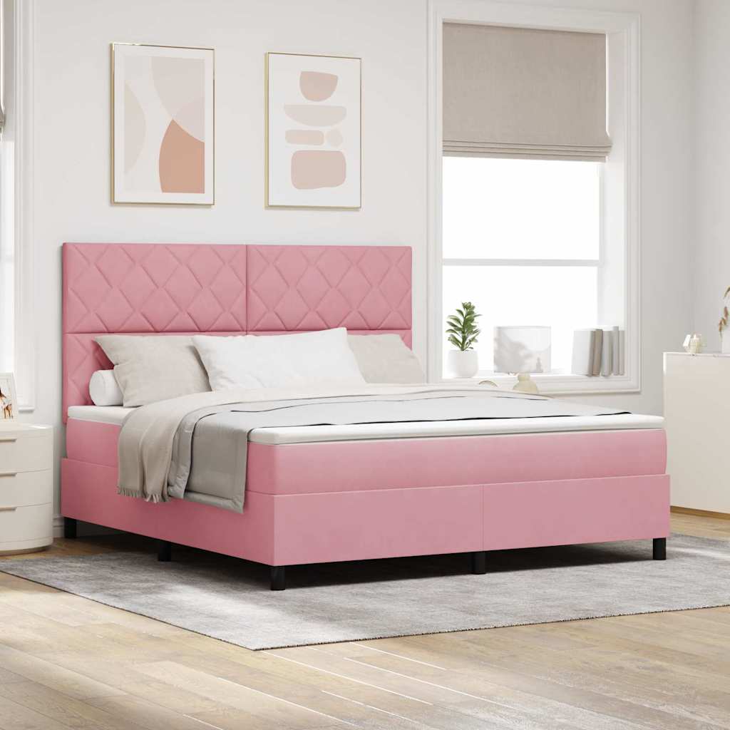 Box Spring Bed with Headboard Pink 180 X 200 Cm Velvet