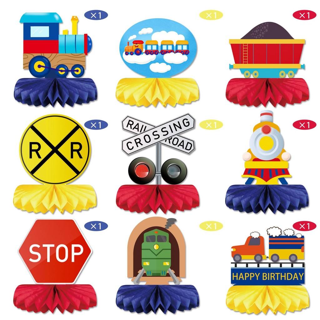 Kids Birthday Train Theme Honeycomb Ball Prop For Party Venue Table Decoration