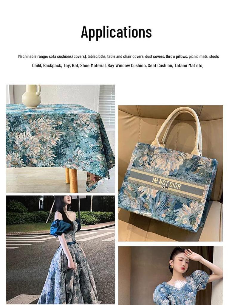 Tecido Jacquard Estilo Monet para Vestuário, Toalhas de Mesa e Projetos DIY