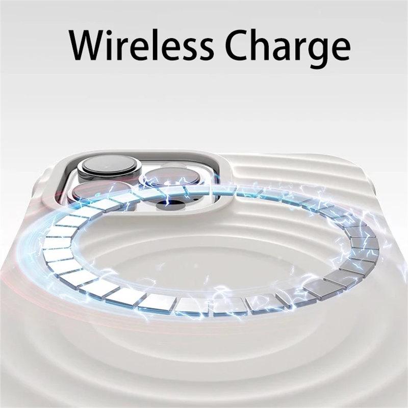 Luxury Ripple Liquid Silicon For Magsafe Wireless Charge Magnetic Case for iPhone 15 14 Plus 13 12 Pro Max Soft Shockproof Cover