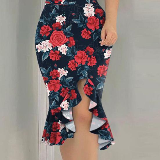 Formal Dress Off Shoulder Irregular Sleeveless Non-positioning Print Bodycon Dress for Wedding