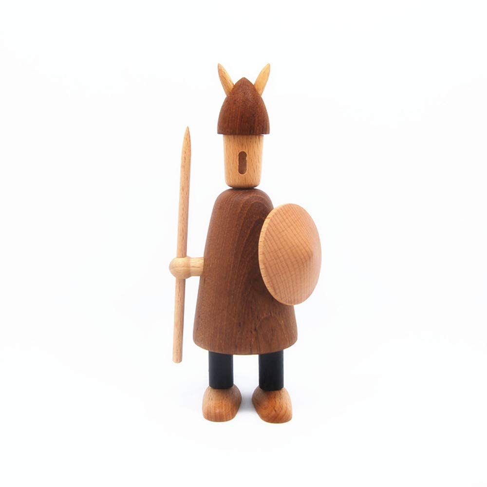 

(hej!e) Viking Walking Viking Figurine, Nordic Style, Wooden (Natural 3)