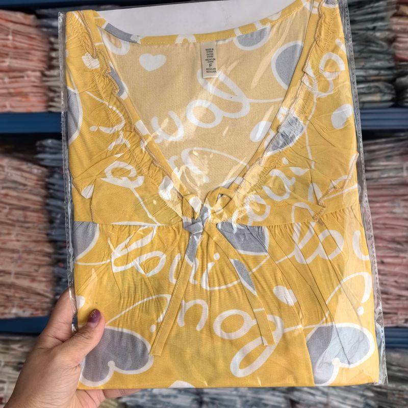 Artificial Cotton Nightdress Women's Summer Thin Plus Size Pajamas Short-Sleeved Artificial Cotton Dress Can Be Outerwear Homewear Maternity Dress