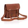 Goat Leather Messenger Bag: Personalized Tablet Satchel, Brown Crossbody