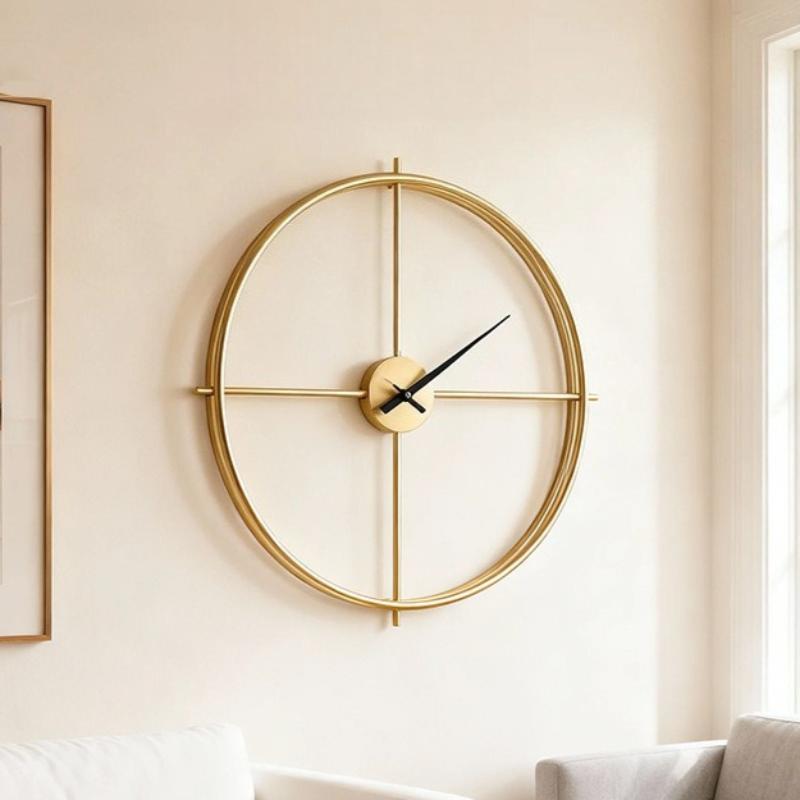 Simple Art Wall Clock Living Room Fashion Round Wall Watch Creative Metal Silent Hanging Clock Home Decoration Accessories