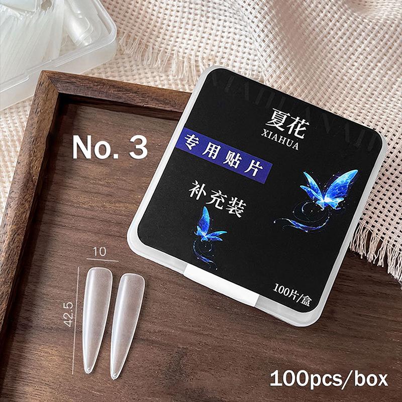 100PCS Full Cover Frosted False Long Stiletto Nail Tips Sculpted Clear Press On Artificial Fake Nails Manicure Salon Supply