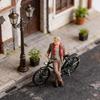 1:64 Scale Hand Painted Miniature Figures for Dioramas Props,Photography Collector Realistic Gentleman Bike Figure Models