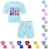 Completo Patriottico per Bambina - Set 2 Pezzi a Maniche Corte e Pantaloncini