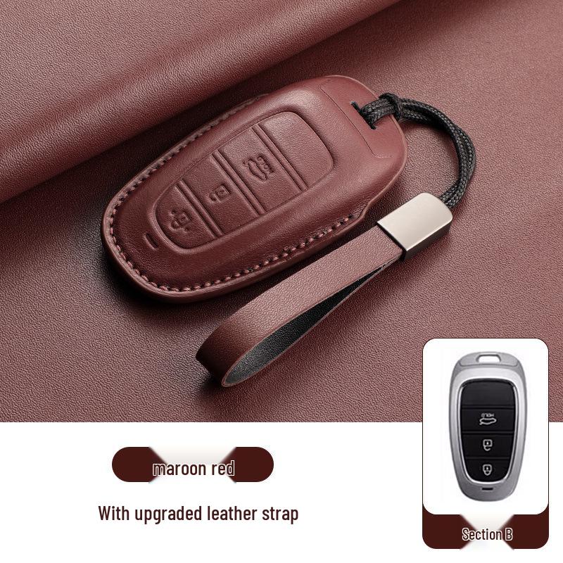 Genuine Leather Key Case for Hyundai Ix35, Santa Fe, Fiesta, Ix25, Elantra, Verna, Mistra